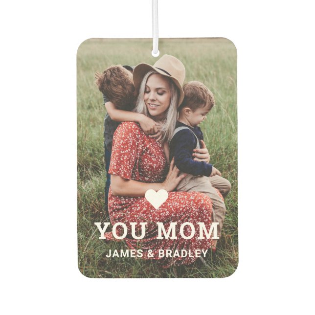 Cute HEART LOVE YOU MOM Mother's Day Car Air Freshener (Front)