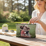 Cute HEART LOVE YOU MOM Mother's Day Photo Accessory Pouch<br><div class="desc">Cute Heart Love You Mum Mother's Day Photo Accessory Pouch Cosmetic Bag features your favourite photo with the text "(love heart) you Mum" in modern white script with your names below. Personalise by editing the text in the text box provided and adding your own picture. Designed by © Evco Studio...</div>