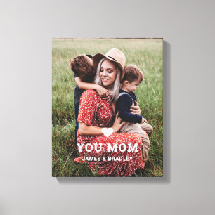 Cute HEART LOVE YOU MOM Mother's Day Photo Canvas Print