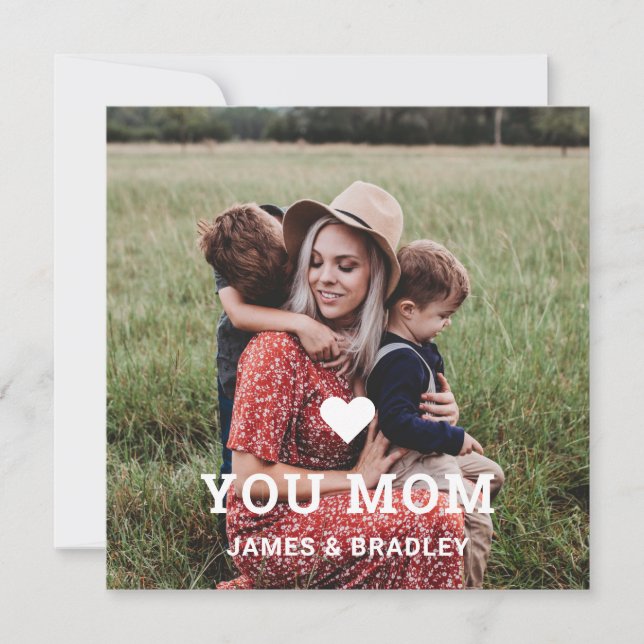 Cute HEART LOVE YOU MOM Mother's Day Photo Card (Front)