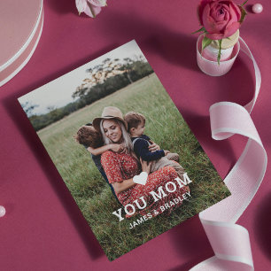 Cute HEART LOVE YOU MOM Mother's Day Photo Card