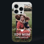 Cute HEART LOVE YOU MOM Mother's Day Photo iPhone 15 Pro Case<br><div class="desc">Cute Heart Love You Mum Mother's Day Photo iPhone 15 Pro Phone Cases features your favourite photo with the text "(love heart) you Mum" in modern white script with your names below. Perfect for Mum for birthday,  Christmas,  Mother's Day and holidays. Designed by ©2022 Evco Studio www.zazzle.com/store/evcostudio</div>