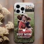 Cute HEART LOVE YOU MOM Mother's Day Photo Case-Mate iPhone 14 Pro Case<br><div class="desc">Cute Heart Love You Mum Mother's Day Photo iPhone Case features your favourite photo with the text "(love heart) you Mum" in modern white script with your names below. Personalise by editing the text in the text box provided and adding your own picture. Designed by ©2022 Evco Studio www.zazzle.com/store/evcostudio</div>