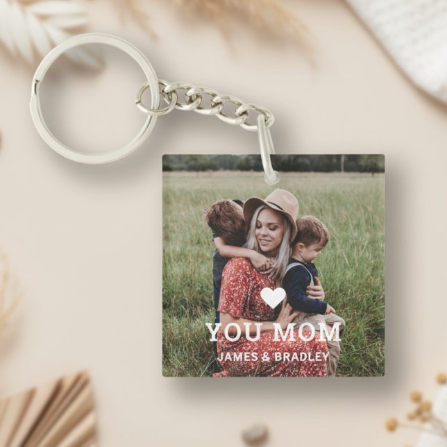 Cute HEART LOVE YOU MOM Mother's Day Photo Key Ring (Creator Uploaded)