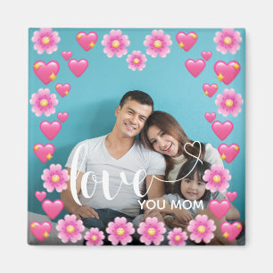 Cute HEART LOVE YOU MOM Mother's Day Photo Magnet
