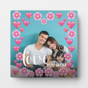 Cute HEART LOVE YOU MOM Mother's Day Photo Plaque