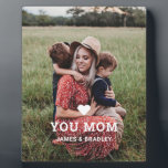 Cute HEART LOVE YOU MOM Mother's Day Photo Plaque<br><div class="desc">Cute Heart Love You Mum Mother's Day Photo Poster features your favourite photo with the text "(love heart) you Mum" in modern white script with your names below. Personalise by editing the text in the text box provided and adding your own picture. Perfect for Christmas, birthday and Mother's Day gifts....</div>