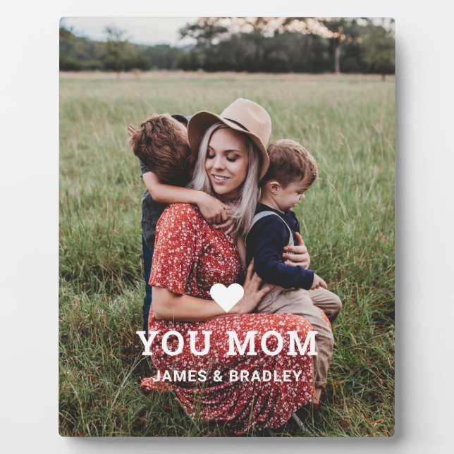 Cute HEART LOVE YOU MOM Mother's Day Photo Plaque (Front)