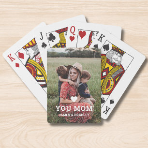 Cute HEART LOVE YOU MOM Mother's Day Photo Playing Cards