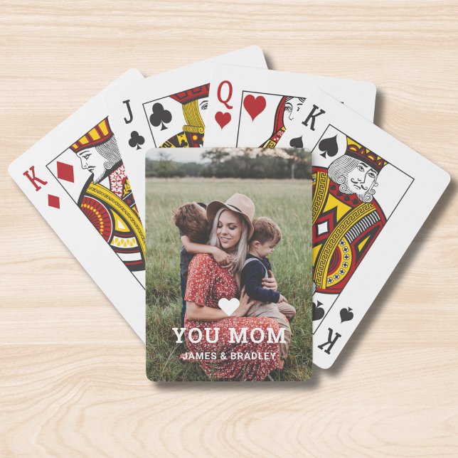 Cute HEART LOVE YOU MOM Mother's Day Photo Playing Cards (Creator Uploaded)