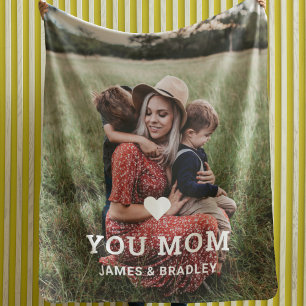 Cute HEART LOVE YOU MOM Mother's Day Photo Sherpa Blanket