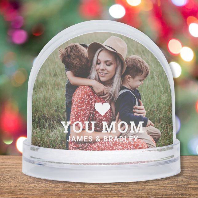 Cute HEART LOVE YOU MOM Mother's Day Photo Snowglobe (Creator Uploaded)