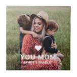 Cute HEART LOVE YOU MOM Mother's Day Photo Tile<br><div class="desc">Cute Heart Love You Mum Mother's Day Photo Decorative Tiles features your favourite photo with the text "(love heart) you Mum" in modern white script with your names below. Personalise by editing the text in the text box provided and adding your own picture. Designed by ©2022 Evco Studio www.zazzle.com/store/evcostudio</div>