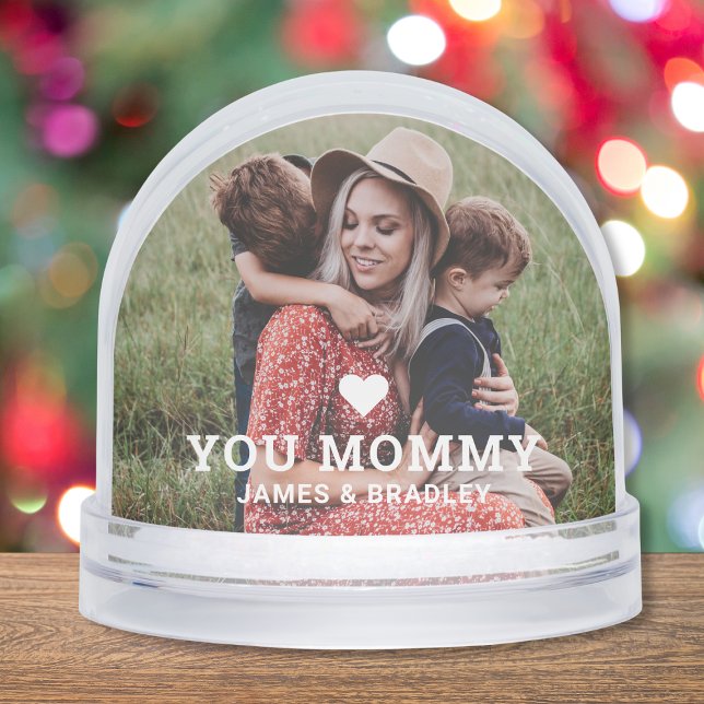 Cute HEART LOVE YOU MOMMY Mother's Day Photo Snowglobe (Creator Uploaded)