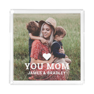 Cute Heart Love You Mum Mother's Day Photo Acrylic Tray