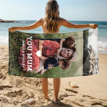 Cute HEART LOVE YOU MUM Mother's Day Photo Beach Towel<br><div class="desc">Cute Heart Love You Mum Mother's Day Photo Beach Towel features your favourite photo with the text "(love heart) you Mum" in modern white script with your names below. Personalise by editing the text in the text box provided and adding your own picture. Designed by ©2022 Evco Studio www.zazzle.com/store/evcostudio</div>