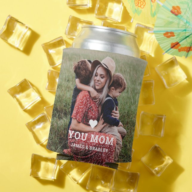 Cute Heart Love You Mum Mother's Day Photo Can Cooler (In Situ Summer)