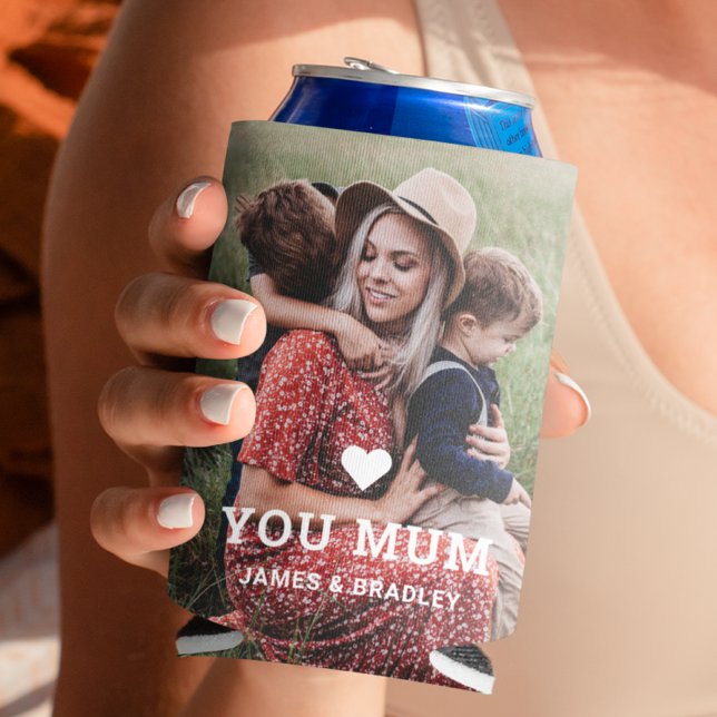 Cute HEART LOVE YOU MUM Mother's Day Photo Can Cooler (Creator Uploaded)