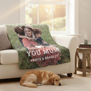 Cute HEART LOVE YOU MUM Mother's Day Photo Fleece Blanket
