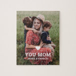 Cute Heart Love You Mum Mother's Day Photo Jigsaw Puzzle<br><div class="desc">Cute Heart Love You Mum Mother's Day Photo Jigsaw Puzzle features your favourite photo with the text "(love heart) you Mum" in modern white script with your names below. Personalise by editing the text in the text box provided and adding your own picture. Perfect for Christmas, birthday and Mother's Day...</div>