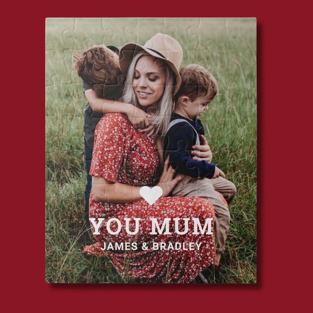 Cute Heart Love You Mum Mother's Day Photo Jigsaw Puzzle (Creator Uploaded)
