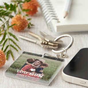 Cute HEART LOVE YOU MUM Mother's Day Photo Key Ring