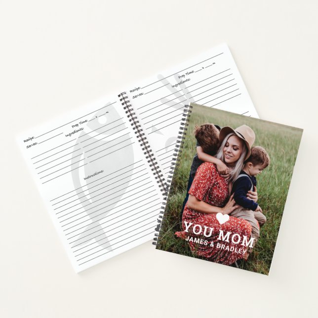 Cute Heart Love You Mum Mother's Day Photo Notebook (Inside)
