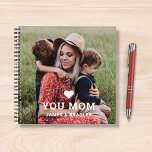 Cute Heart Love You Mum Mother's Day Photo Notebook<br><div class="desc">Cute Heart Love You Mum Mother's Day Photo Notebool Journal features your favourite photo with the text "(love heart) you Mum" in modern white script with your names below. Personalise by editing the text in the text box provided and adding your own picture. Makes the perfect personalised gift for mum...</div>