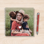 Cute Heart Love You Mum Mother's Day Photo Notebook<br><div class="desc">Cute Heart Love You Mum Mother's Day Photo Notebool Journal features your favourite photo with the text "(love heart) you Mum" in modern white script with your names below. Personalise by editing the text in the text box provided and adding your own picture. Makes the perfect personalised gift for mum...</div>