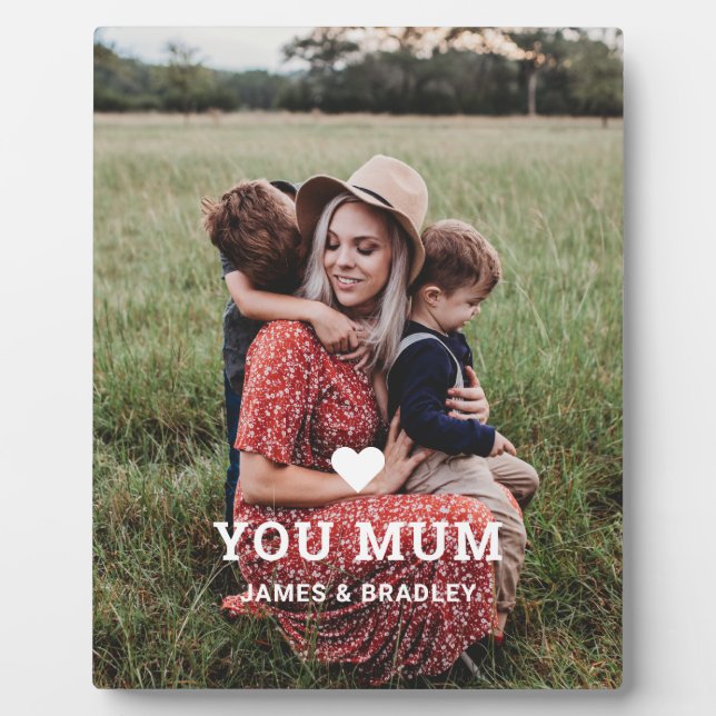 Cute HEART LOVE YOU MUM Mother's Day Photo Plaque (Front)