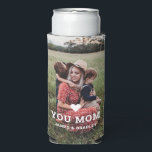 Cute Heart Love You Mum Mother's Day Photo Seltzer Can Cooler<br><div class="desc">Cute Heart Love You Mum Mother's Day Photo Can Cooler features your favourite photo with the text "(love heart) you Mum" in modern white script with your names below. Personalise by editing the text in the text box provided and adding your own picture. Makes the perfect personalised gift for mum...</div>