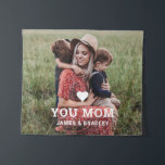 Cute Heart Love You Mum Mother's Day Photo Tapestry<br><div class="desc">Cute Heart Love You Mum Mother's Day Photo Tapestry features your favourite photo with the text "(love heart) you Mum" in modern white script with your names below. Personalise by editing the text in the text box provided and adding your own picture. Perfect for Christmas, birthday and Mother's Day gifts....</div>
