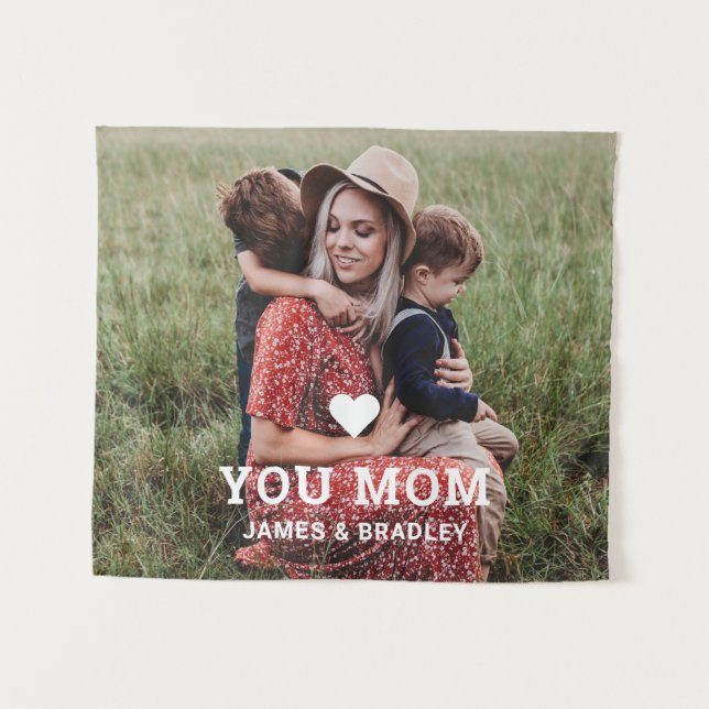 Cute Heart Love You Mum Mother's Day Photo Tapestry (Front (Horizontal))