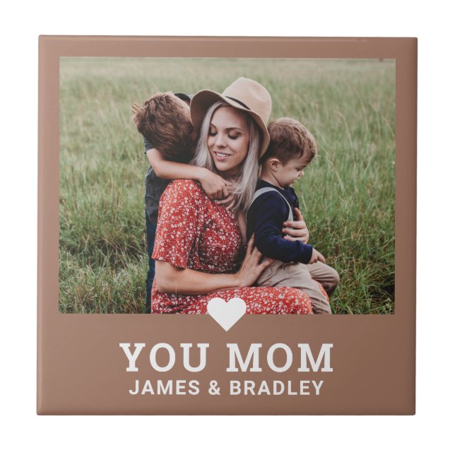 Cute Heart Love You Mum Mother's Day Photo Tile (Front)