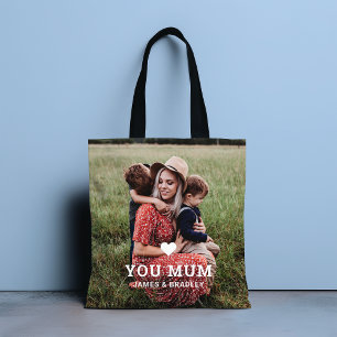 Cute HEART LOVE YOU MUM Mother's Day Photo Tote Bag
