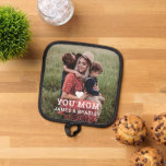 Cute HEART LOVE YOU Mum Photo Mother's Day Pot Holder<br><div class="desc">Cute HEART LOVE YOU MOM Photo Names Mother's Day Pot Holder features your favourite photo with the text "(love heart) you Mum" in modern white script with your names below. Personalise by editing the text in the text box provided and adding your own picture. Perfect for Christmas, birthday and Mother's...</div>