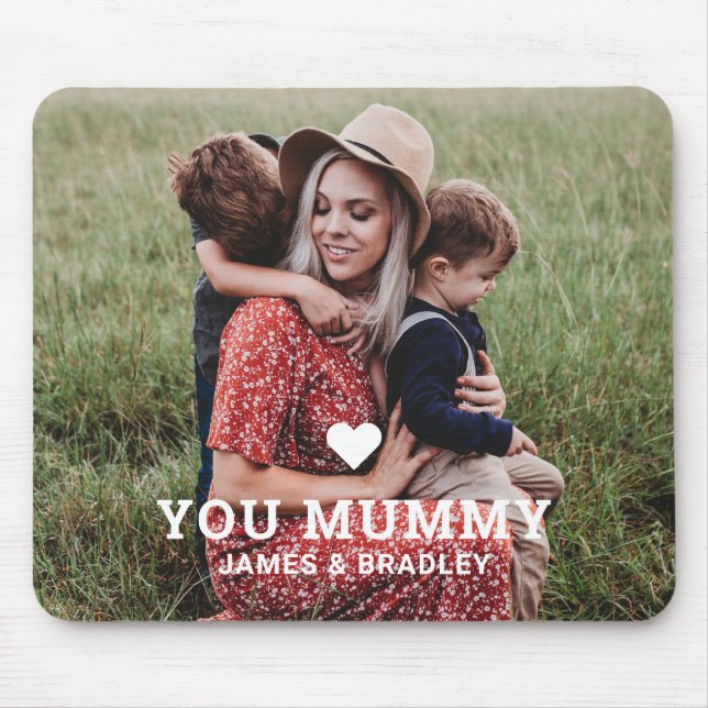 Cute Heart Love You Mummy Mother's Day Photo Mouse Pad (Front)