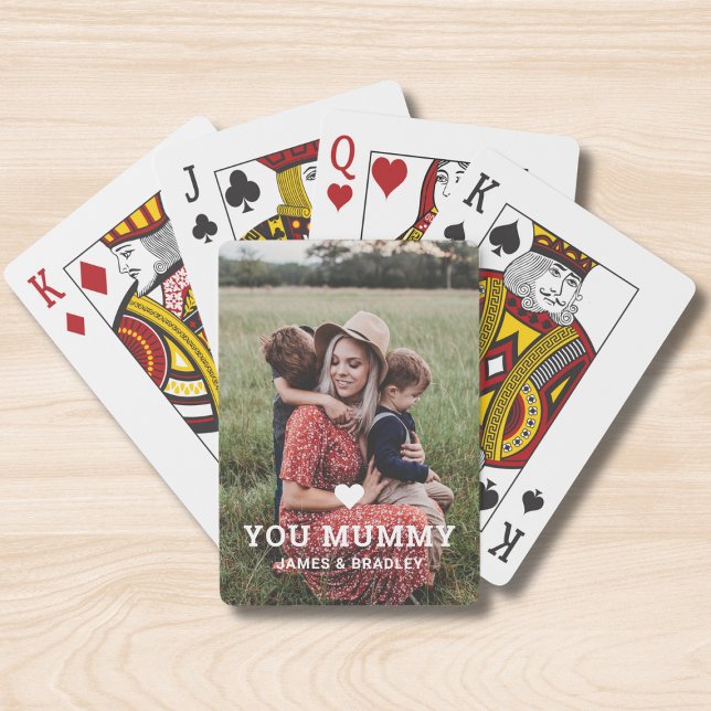 Cute HEART LOVE YOU MUMMY Mother's Day Photo Playing Cards (Creator Uploaded)