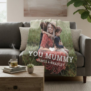 Cute HEART LOVE YOU MUMMY Mother's Day Photo Sherpa Blanket