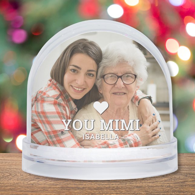 Cute HEART LOVE YOU NANA Mother's Day Photo Snowglobe (Creator Uploaded)