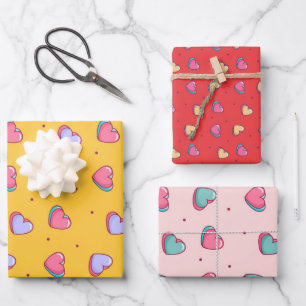 Cute Heart Minimalist Love Pattern Valentines Day  Wrapping Paper Sheet