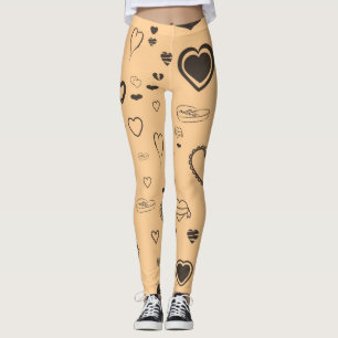 Cute Heart Modern Dark Grey Leggings
