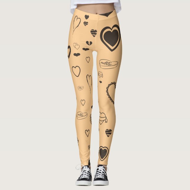 Cute Heart Modern Dark Grey Leggings (Front)