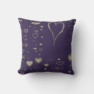 Cute Heart Modern Dark Purple Cushion
