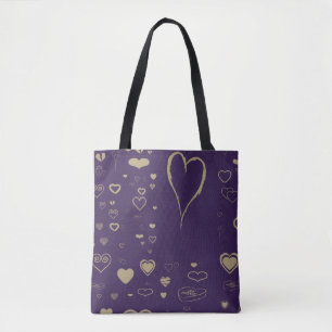 Cute Heart Modern Dark Purple Pattern Tote Bag