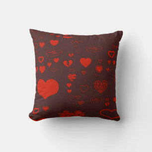 Cute Heart Modern Orange Red Cushion