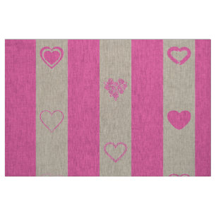 Cute Heart Modern Pink Stripe Fabric