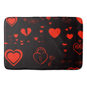 Cute Heart Modern Red Pattern Bath Mat