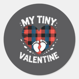 Cute Heart My Tiny Valentine Pregnancy Announcemen Classic Round Sticker