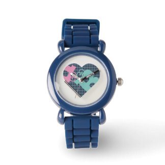 Cute Heart Notebook Blue Pink  Bezel,Balck MODERN Watch